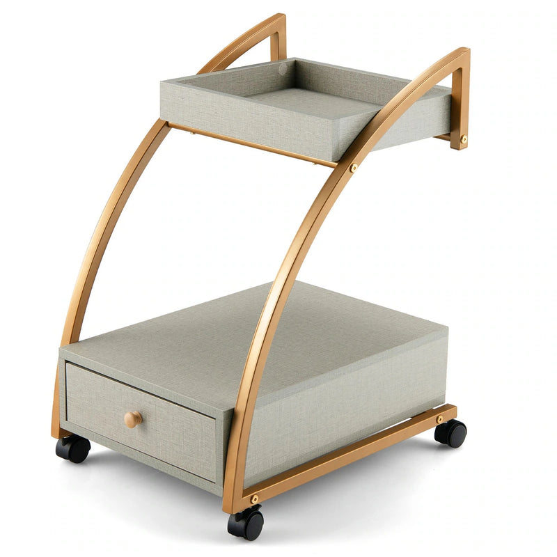 Costway Rolling End Table with Storage Drawer Tray