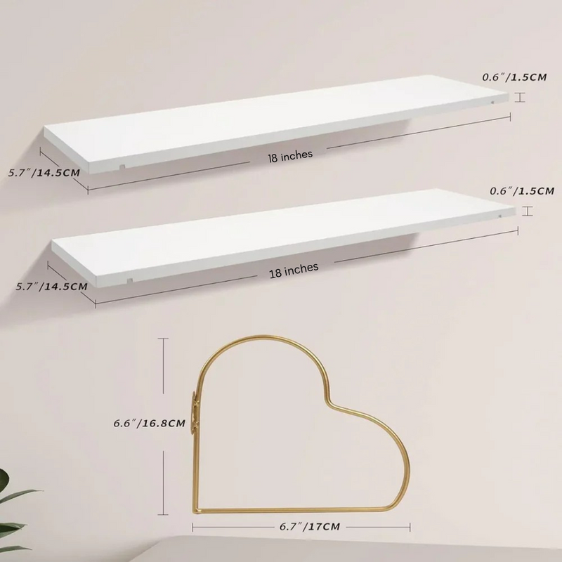 Golden Heart Floating Shelves (single)