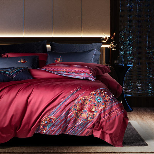 Red Embroidery Duvet Set