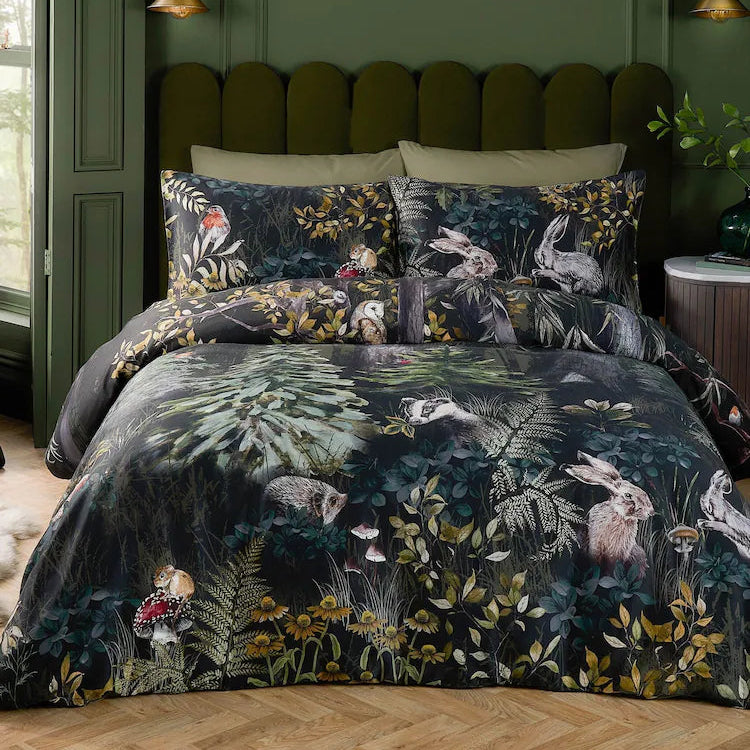 Green Sherwood Forest Printed Duvet Cover Set
