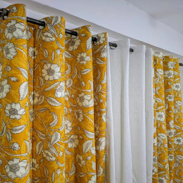 Yellow Mist Cotton Duck Window Curtains