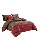 Maroon with Brown Combo Embroidery Duvet Set - myhomestore.com.pk