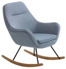 Light Blue Rocking Chair – Comfortable Upholstered Seat - myhomestore.com.pk