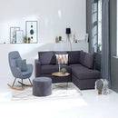 Light Blue Rocking Chair – Comfortable Upholstered Seat - myhomestore.com.pk