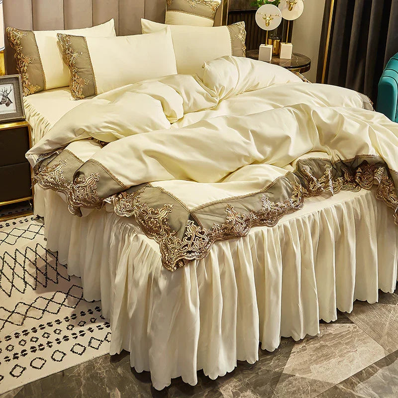 Luxury Duvet Set With Vintage Lace - myhomestore.com.pk