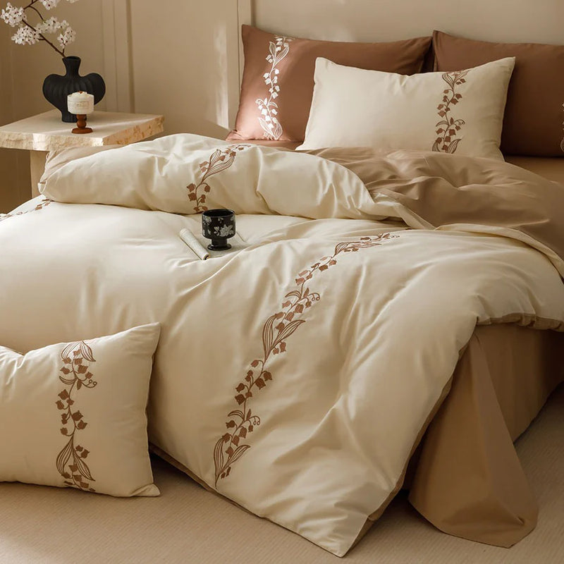 Lily of the Valley Embroidery Duvet Set