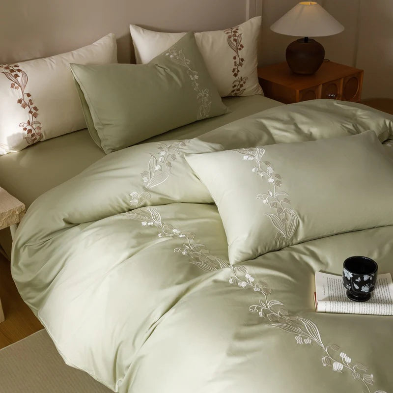 Lily of the Valley Embroidery Duvet Set