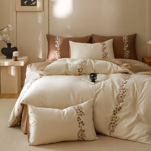 Lily of the Valley Embroidery Duvet Set