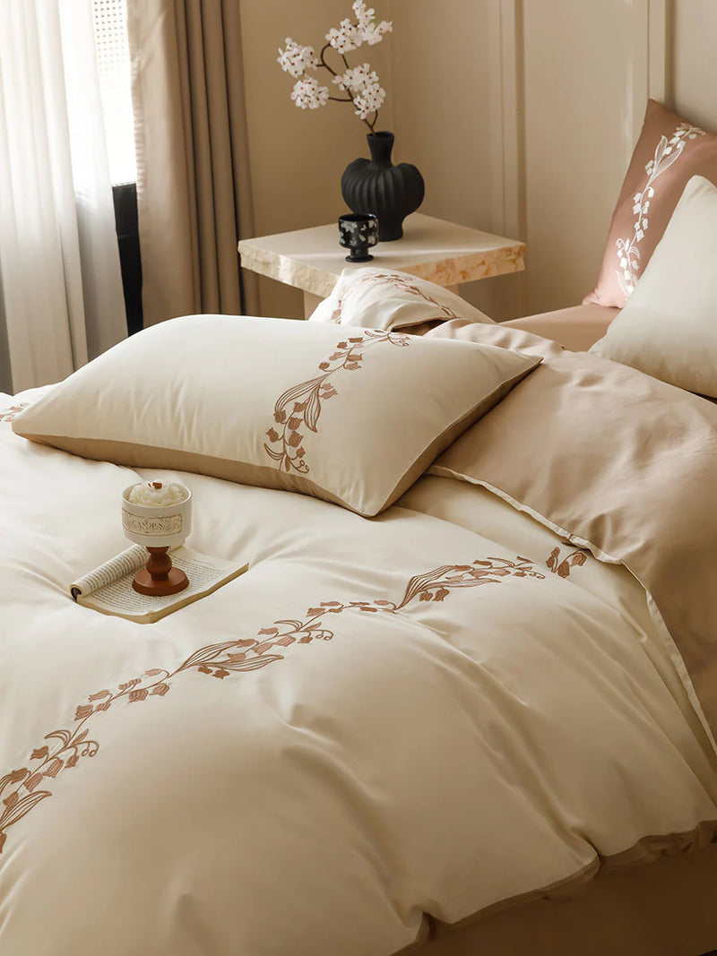 Lily of the Valley Embroidery Duvet Set