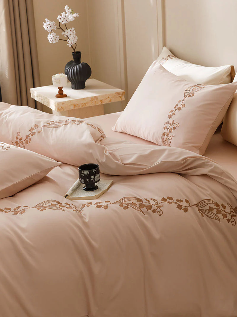 Lily of the Valley Embroidery Duvet Set