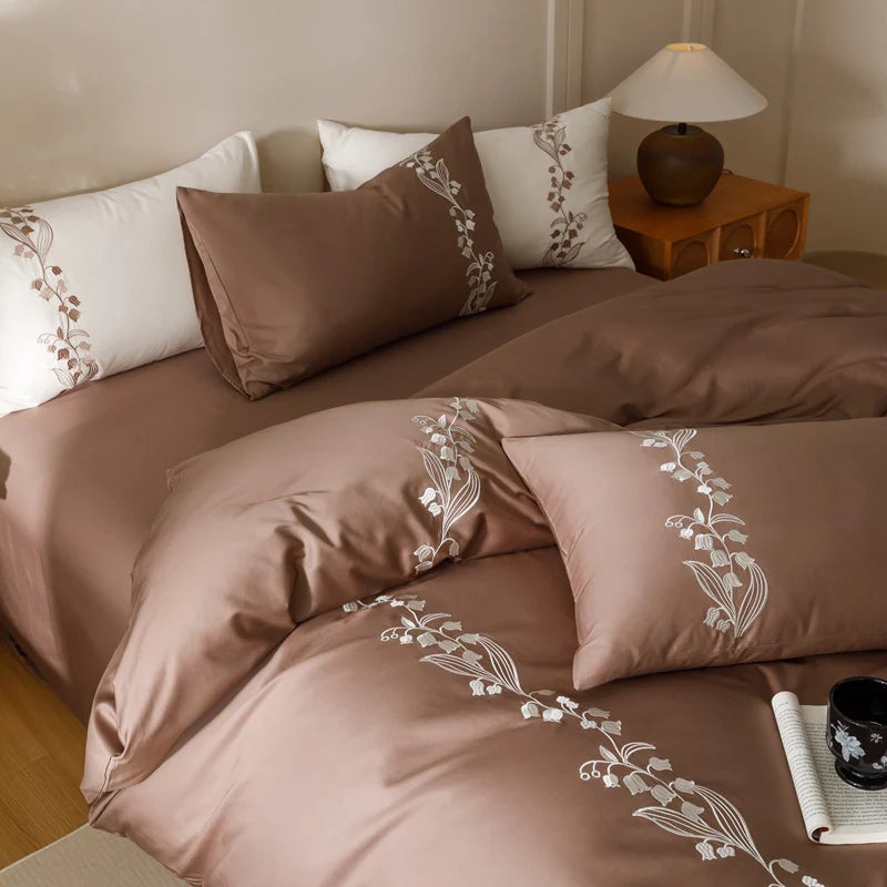 Lily of the Valley Embroidery Duvet Set