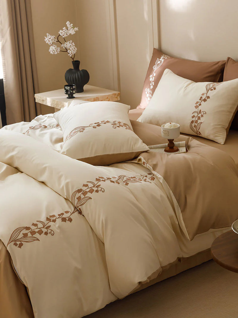 Lily of the Valley Embroidery Duvet Set