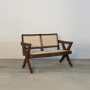 Wood Rattan Cane 2 Seater Sectional Sofa for Living Room - myhomestore.com.pk