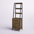 Tall Office Storage Bookshelf, Wood Storage Bookshelves with Metal Frame