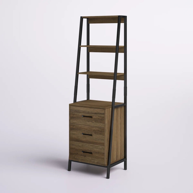 Tall Office Storage Bookshelf, Wood Storage Bookshelves with Metal Frame