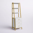 Tall Office Storage Bookshelf, Wood Storage Bookshelves with Metal Frame - myhomestore.com.pk