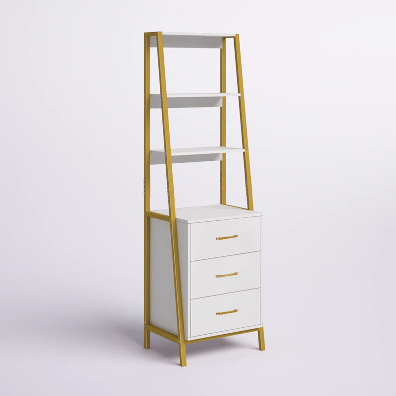 Tall Office Storage Bookshelf, Wood Storage Bookshelves with Metal Frame