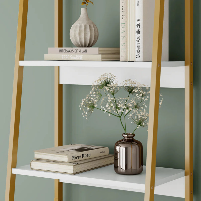 Tall Office Storage Bookshelf, Wood Storage Bookshelves with Metal Frame
