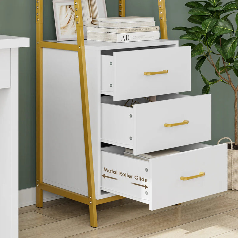 Tall Office Storage Bookshelf, Wood Storage Bookshelves with Metal Frame