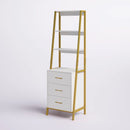 Tall Office Storage Bookshelf, Wood Storage Bookshelves with Metal Frame - myhomestore.com.pk