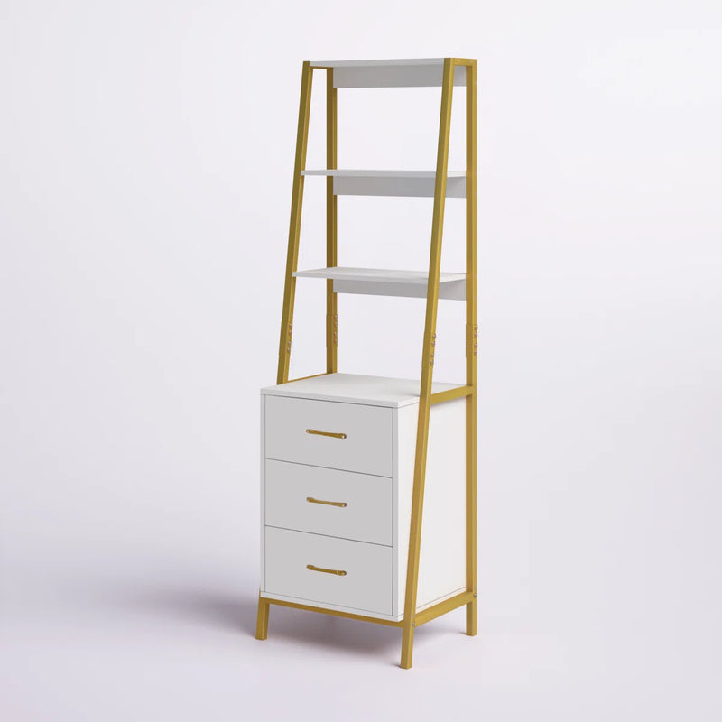Tall Office Storage Bookshelf, Wood Storage Bookshelves with Metal Frame