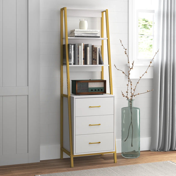 Tall Office Storage Bookshelf, Wood Storage Bookshelves with Metal Frame