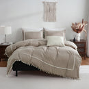Pom Pom Decor Duble Lace Duvet Set - myhomestore.com.pk