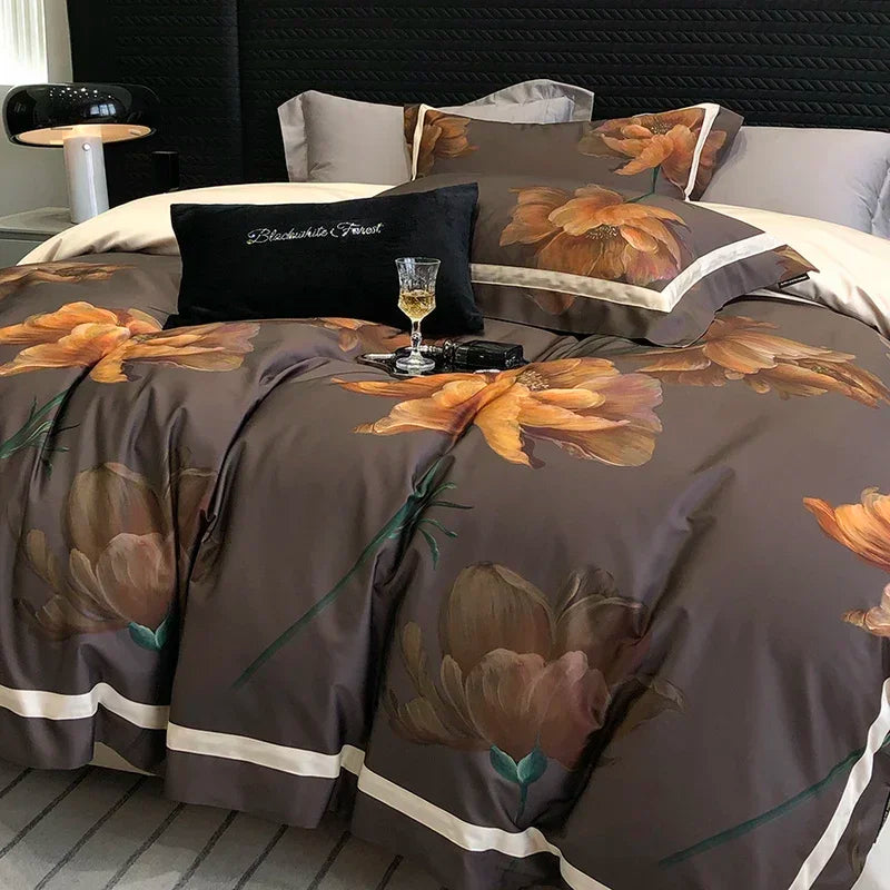 Classic Dark Floral Printed Bedding Set – Cozy & Sophisticated Style