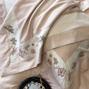 Flowers Butterfly Dragonfly Embroidery Duvet Set - myhomestore.com.pk