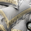 Flowers Butterfly Dragonfly Embroidery Duvet Set - myhomestore.com.pk