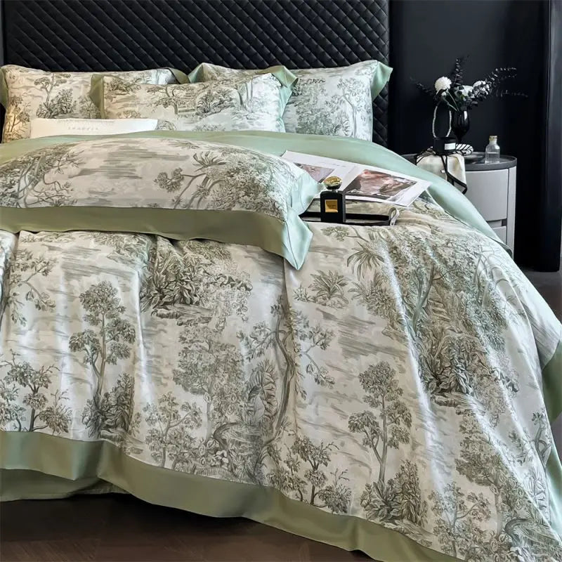 Tropical Forest Plant Printed Bedding Duvet Set
