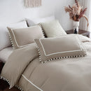Pom Pom Decor Duble Lace Duvet Set - myhomestore.com.pk