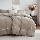 Pom Pom Decor Duble Lace Duvet Set - myhomestore.com.pk