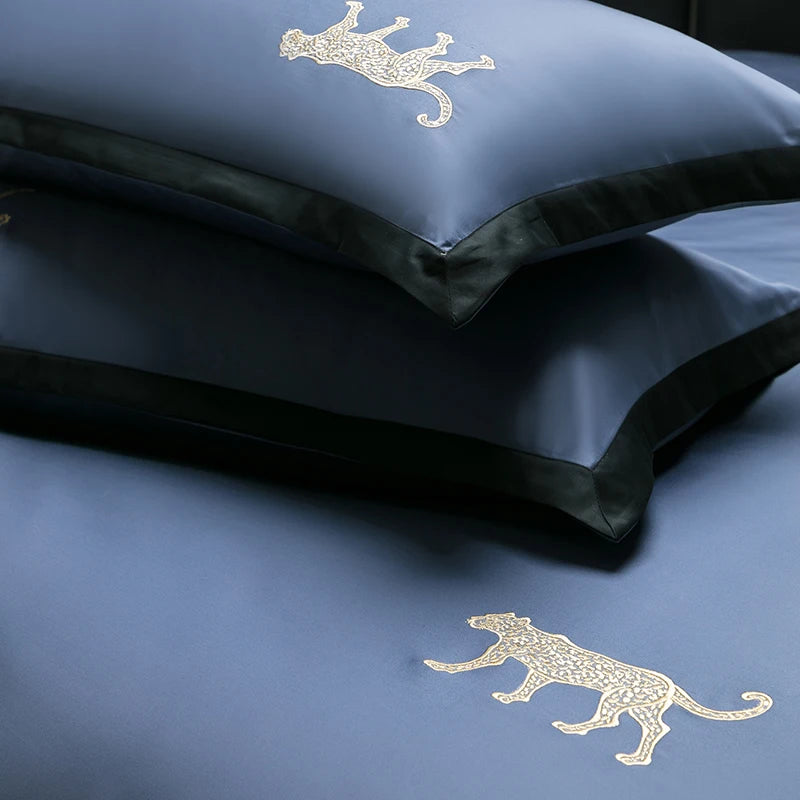 Luxury Leopard Embroidery Duvet Set