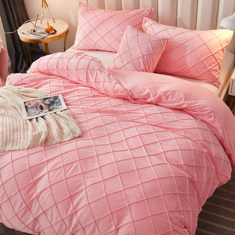 Velvet Pinch Pleats Duvet Set