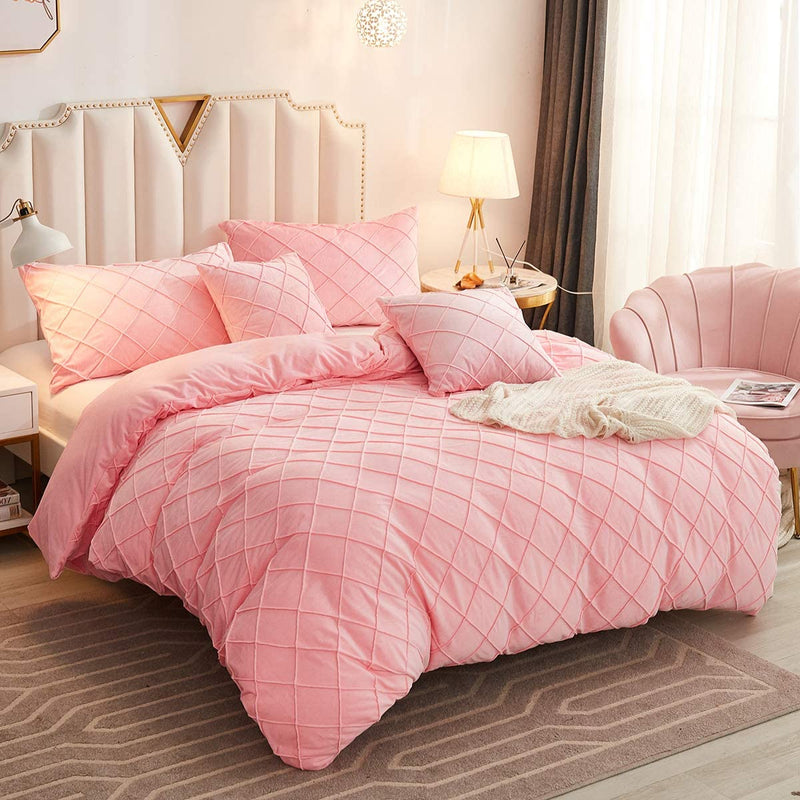 Velvet Pinch Pleats Duvet Set