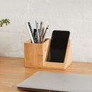 2-in-1 Tabletop Desktop MDF Pen Holder &amp; Cell Phone Stand
