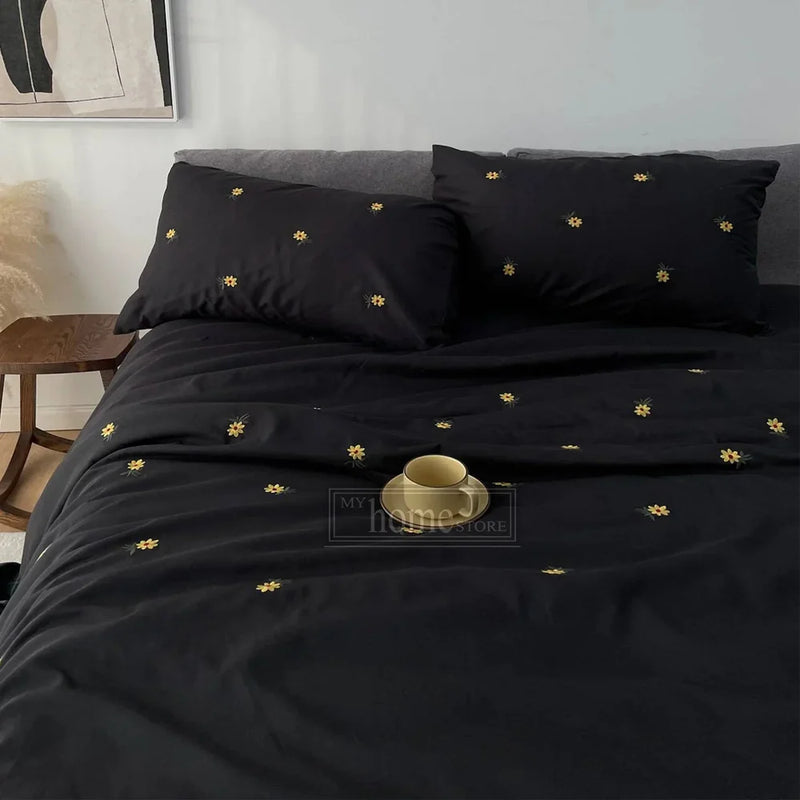 Daisy Flower Embroidered Bedsheet