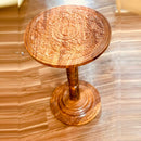Wooden Round Coffee table Hand Carving - myhomestore.com.pk