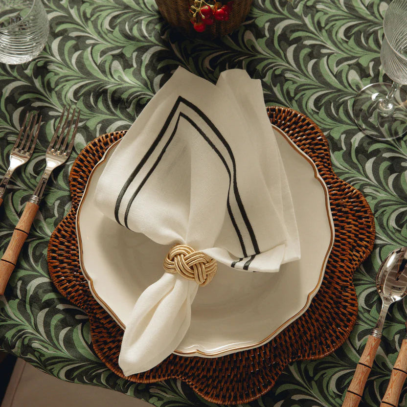 Embroidery With Baratta Stitch Napkins 2 Line (Pack of 6)