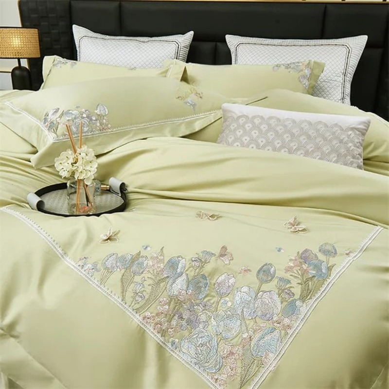 Lemon Bloom Embroidery Duvet Set