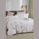 White Flowered Embroidery Duvet Set - myhomestore.com.pk