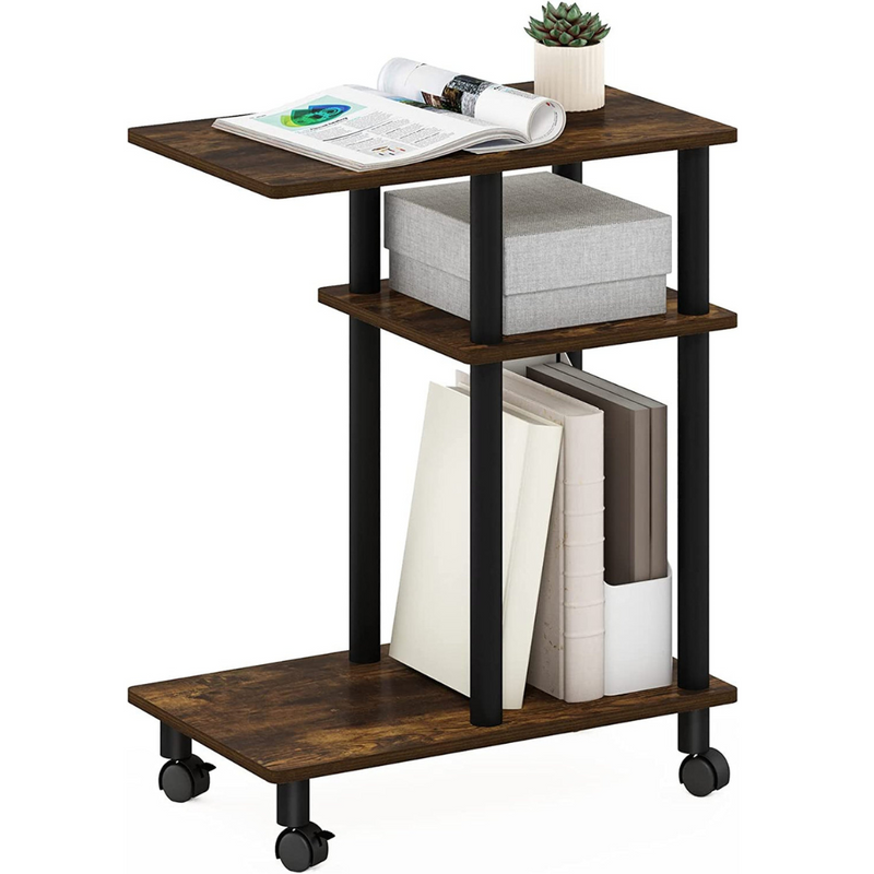 U-Shaped Side Table with Casters