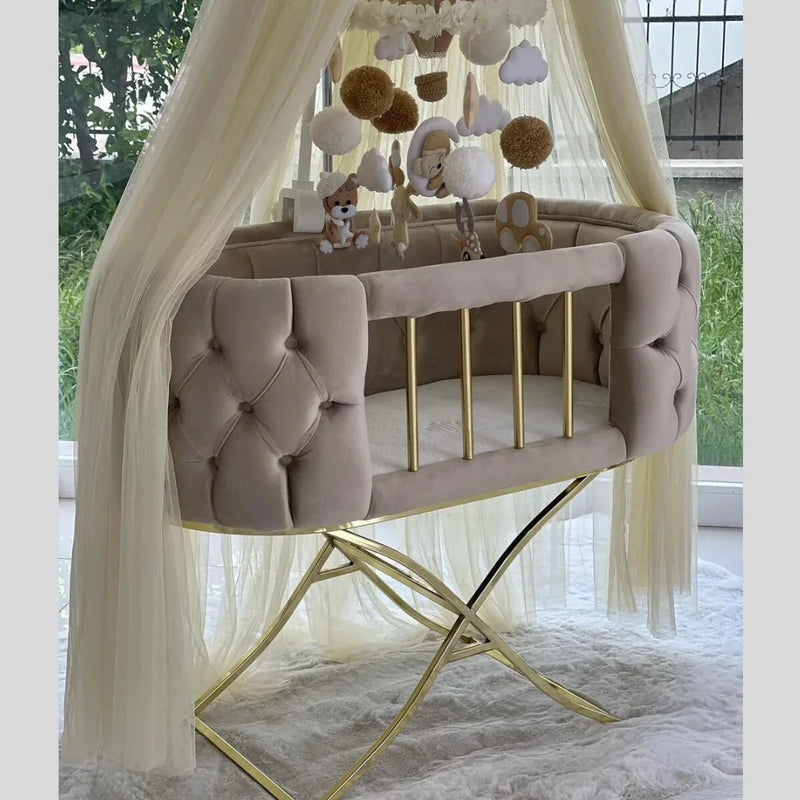 Baby Velvet Tufted Bassinet