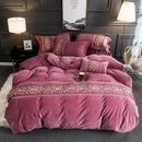Pink Luxury Embroidered Turkish Velvet Duvet Set - myhomestore.com.pk