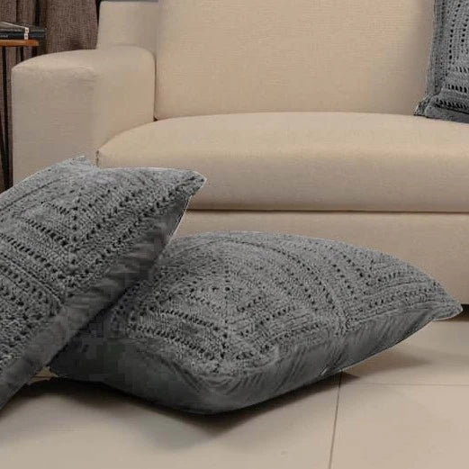 Light Grey Floor cushion Cover -1 Pc Crochet cushion