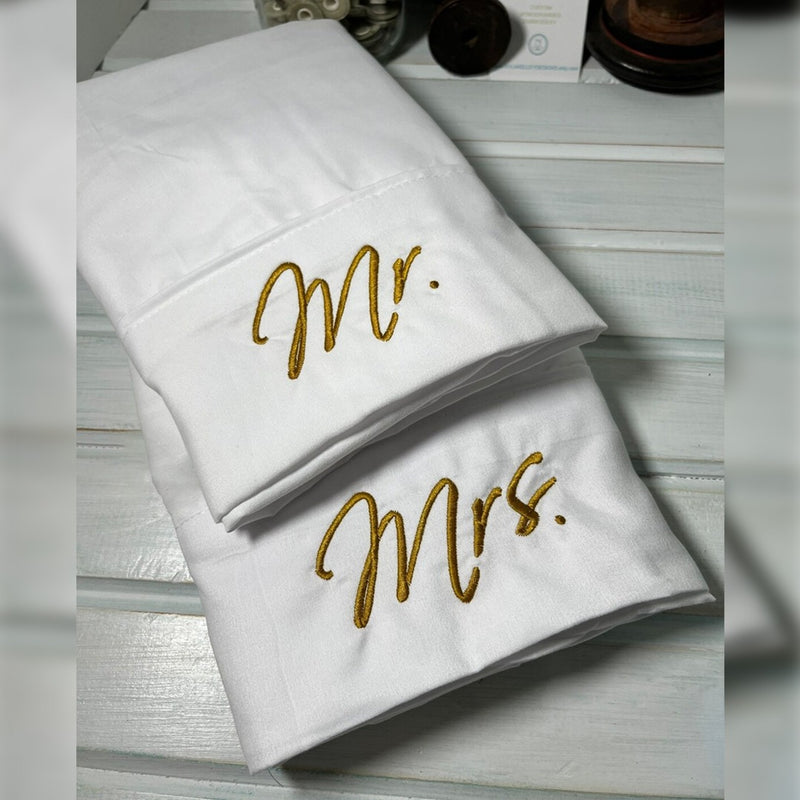 Mr & Mrs Personlaized  Embroidery Duvet Set