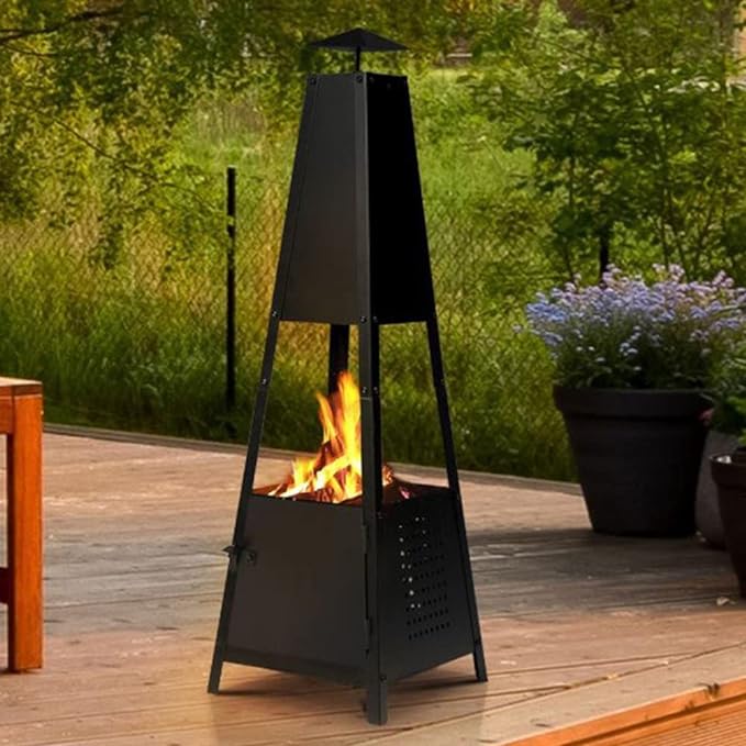 Pyramid Chiminea Log Burner Fire Pit