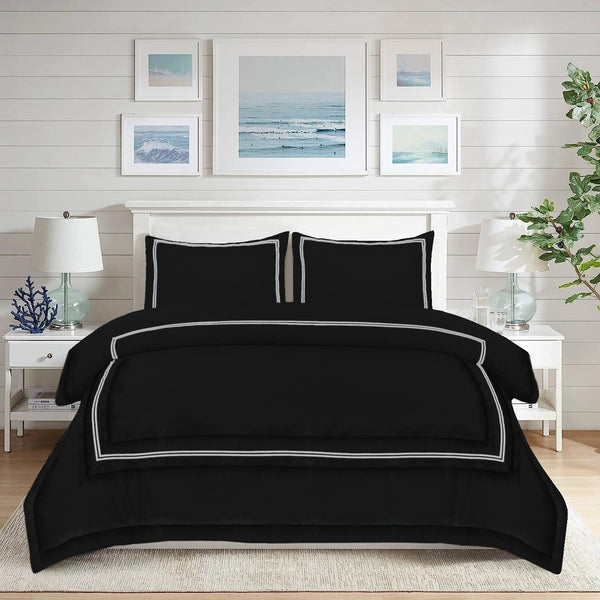 Baratta Comforter Set (Black with White Bratta Stitch)