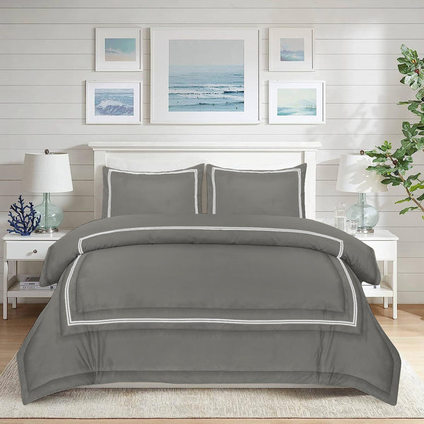Baratta Comforter Set (Grey with White Bratta Stitch)
